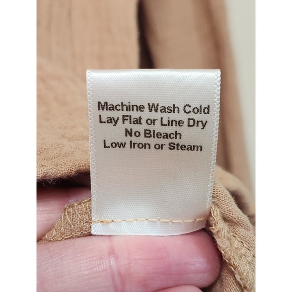 LA Relaxed Brown Cotton Gauze Button-up Top Womens Size Small - Picture 5 of 6